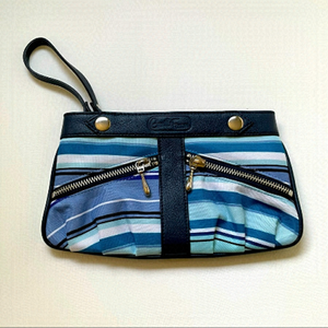 Gentle Fawn Horizontal Stripe Nautical Navy Blue Zippered Wristlet